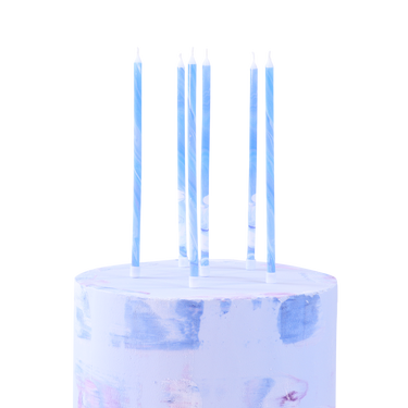 Vela Extra Alta Azul Marble PME - Pack 6 unidades